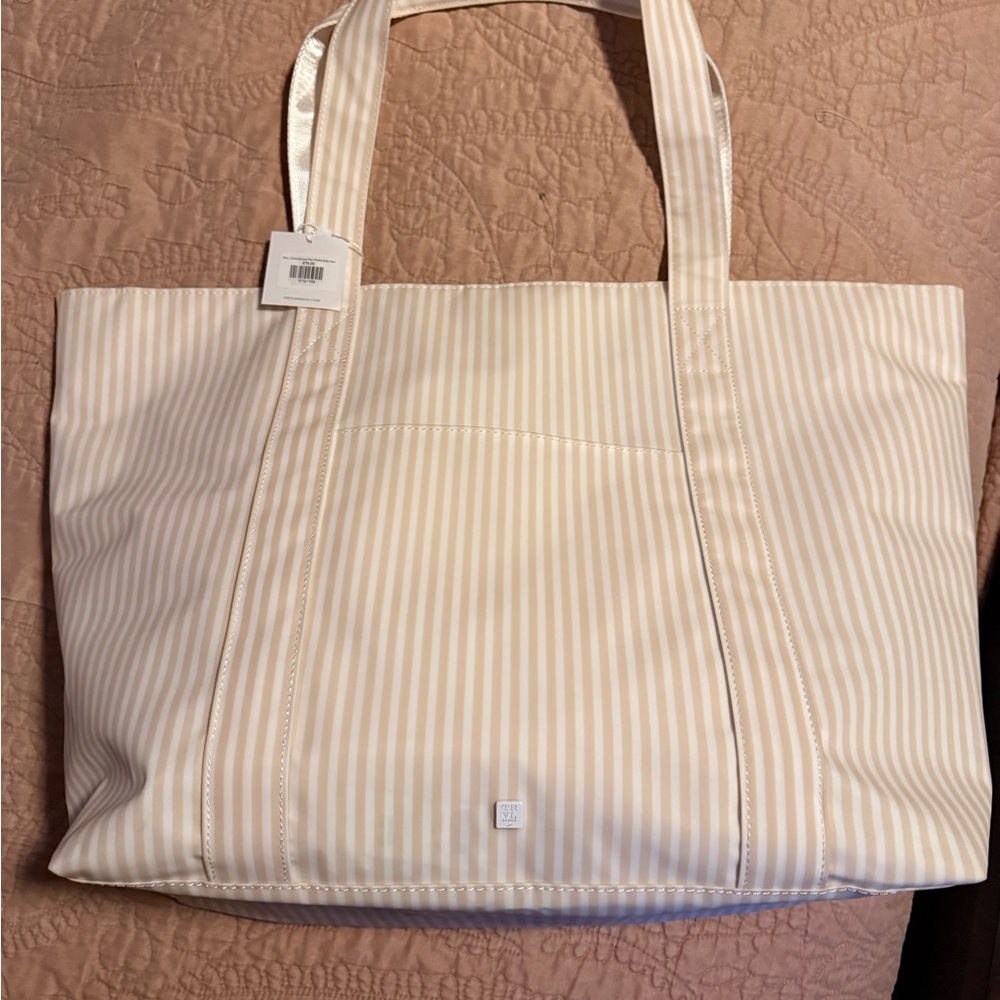 TRVL Design Jumbo Tote Striped Cream Tote Bag